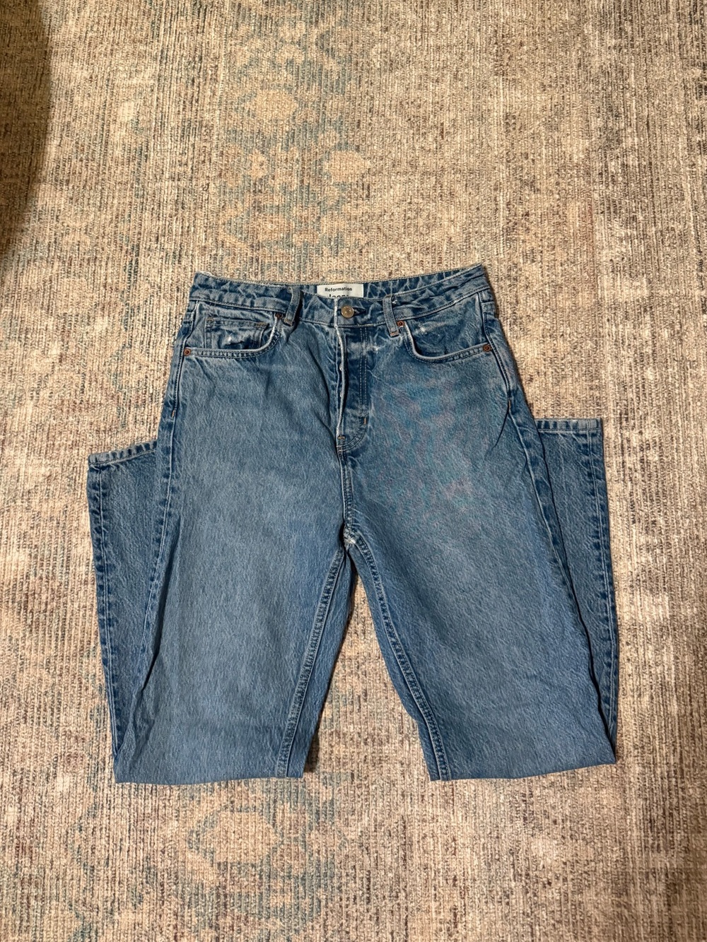 Reformation Classic Straight-Leg Jeans in Blue Denim